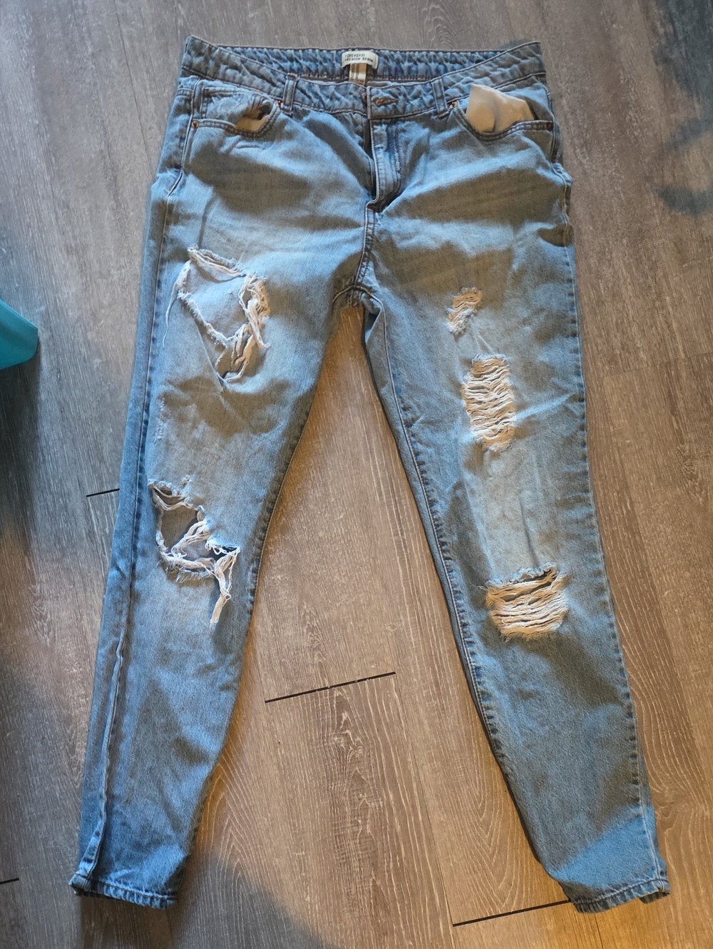 Forever 21 Light Blue Ripped Boyfriend Jeans